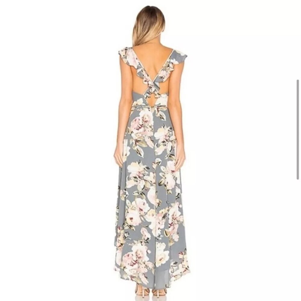 NWT REVOLVE x PRIVACY PLEASE Fillmore Grey Pink Sleeveless Wrap Maxi Sun Dress S - Picture 2 of 7